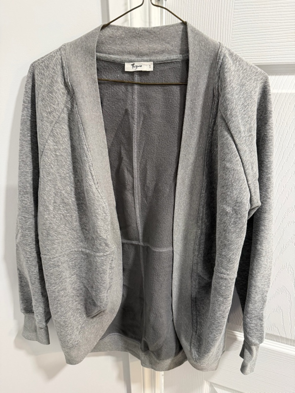 Thyme Maternity Gray Open-Front Cardigan Sweater